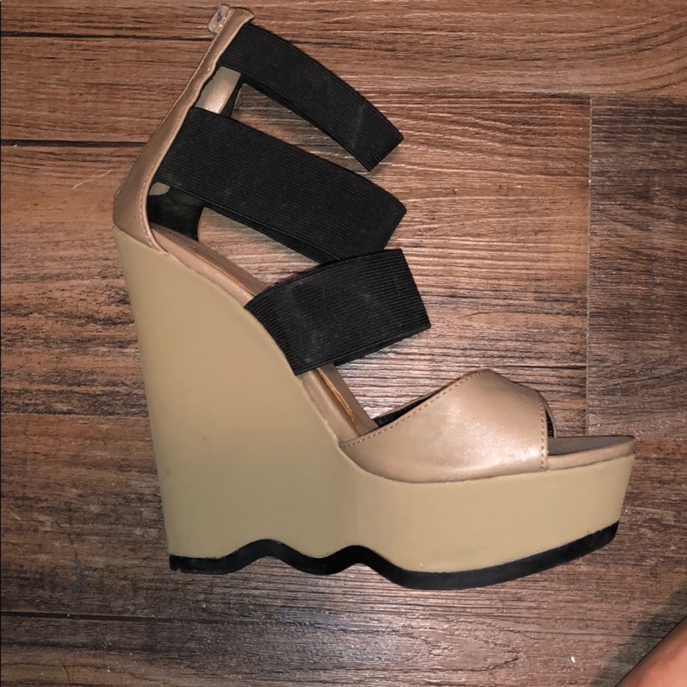 Black and beige wedges
